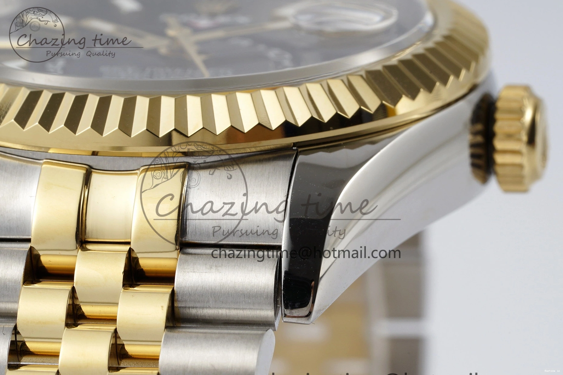 1224 Skydweller SS YG Noob Best Edition Black Dial on SS YG Jubilee Bracelet A23J Efficient 2122